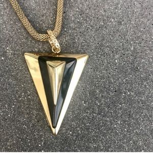80s Deco Geometric Pendant Statement Necklace